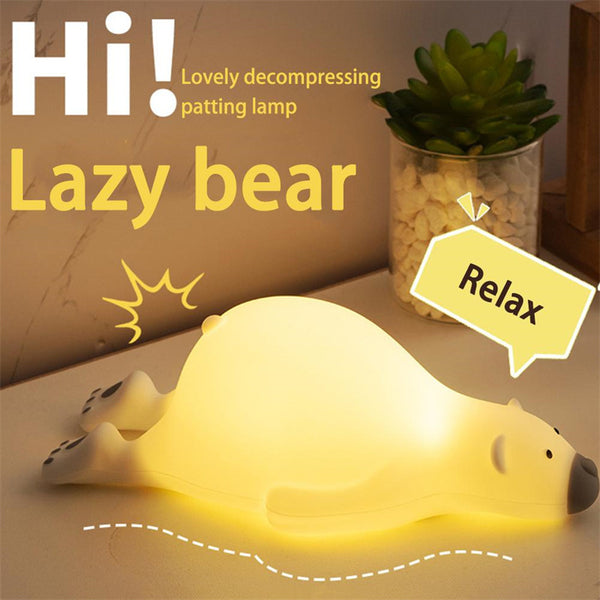 Bear Silicone Night Light – 3-Level Dimming Kids Room Lamp