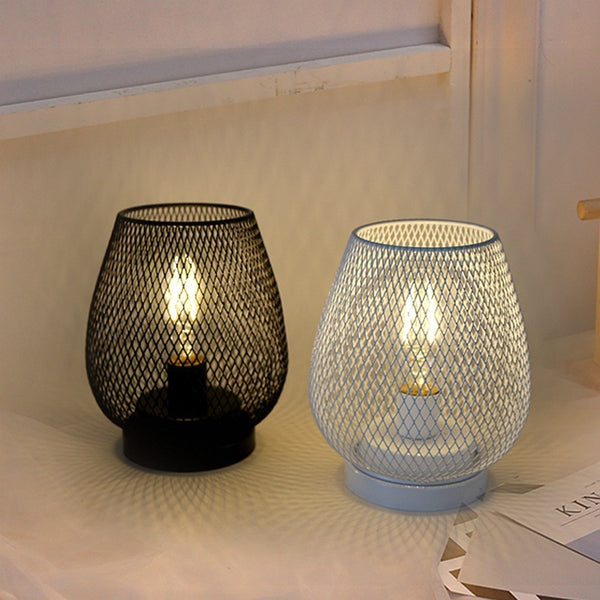 Retro Birdcage Iron Table Lamp – Battery-Powered Bedside Night Light