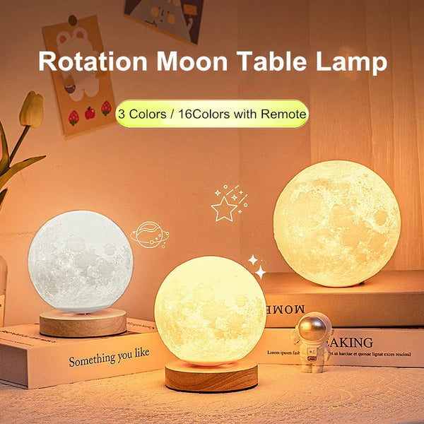 Magnetic Levitating Moon Lamp – 3-Color LED Touch Night Light