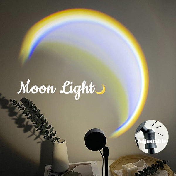 LED Moon Lamp & Rainbow Sunset Light Projector – USB Mood Lighting