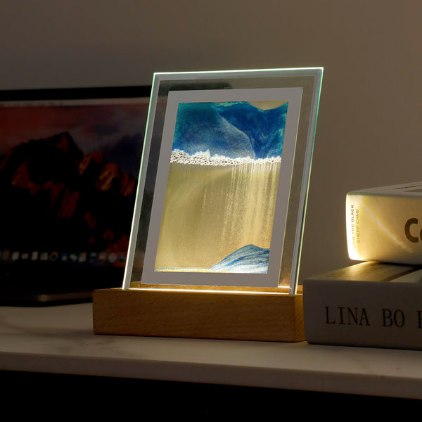 USB LED Sandscape Moving Hourglass Night Lamp – Flowing Sand Art Decor