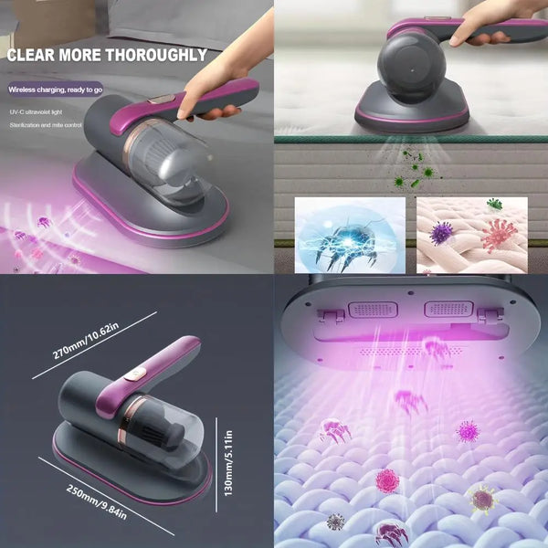 1pc Handheld Vacuum Cleaner Portable Wireless Dust Removal Equipment Home Sofa Mite Meter For Mattresses With UV Light And Autom