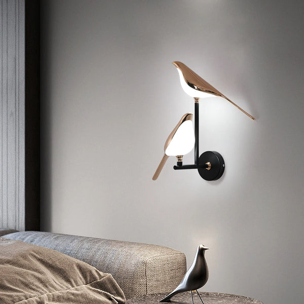 Nordic Rotatable Bird Wall Light Fixture Creative Night Lights For Bedroom Bedside Decoration Art Home Golden Wall Sconces Lamps