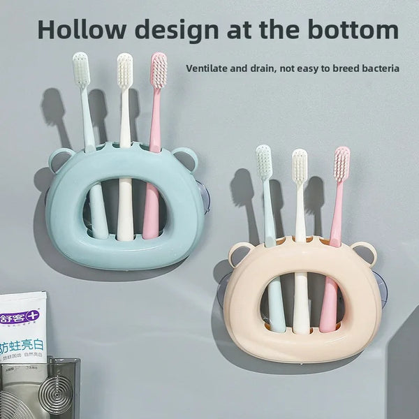Wall Mounted Toothbrush Holder Bathroom Wall Mounted Storage Rack, Creative Couple Suction Cup Toothbrush Holder