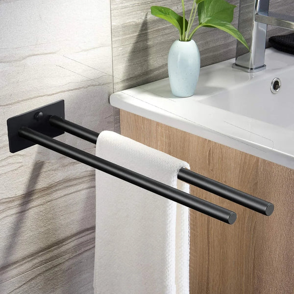Stainless Steel Towel Holder Wall Mounted Bathroom Towel Rack Double Bar Towel Clothes Shelf Holder Hanger Bathroom Organizer