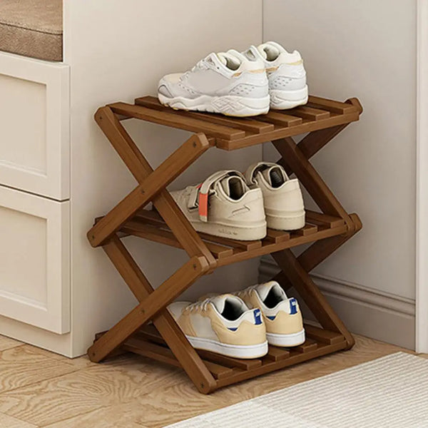 Bamboo Shoe Storage Rack Space-saving Shoe Cabinet Wooden Shoe Organizer with Folding Design for Entryway Stable Construction