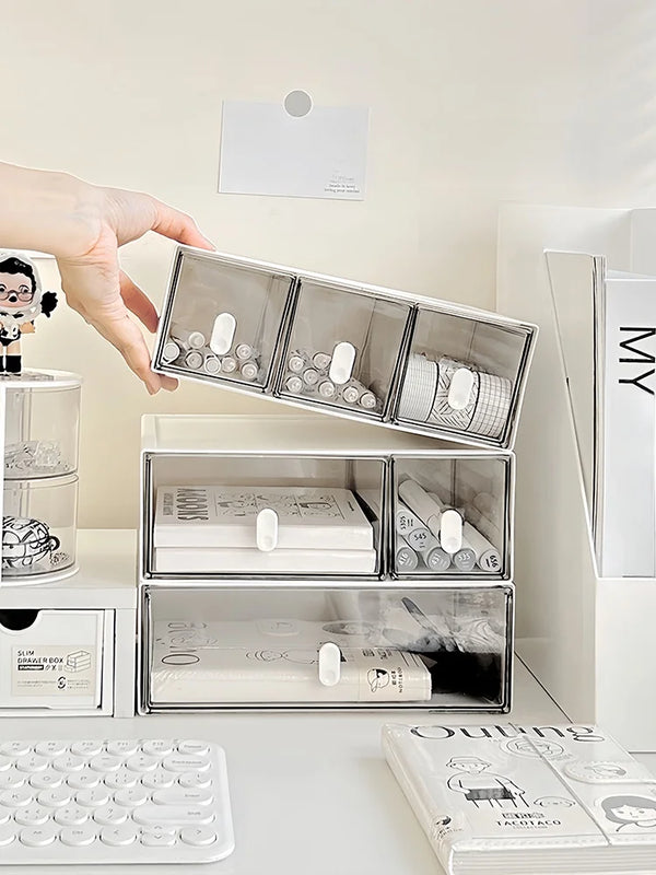 Desktop Organizer Box Transparent Acrylic Der Sle Cosmetic Stationery Storage Box Office Desk Der pe Arrangement Box