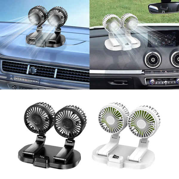 Car Fan Dual Head Accs Durable Air Circulation Fan for Vehicle Boat SUV