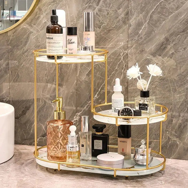 Luxury Iron Art Uv Board Cosmetics Storage Rack Makeup Organizer Dressing Table Shelf Bathroom Iron Bird Cage Holder
