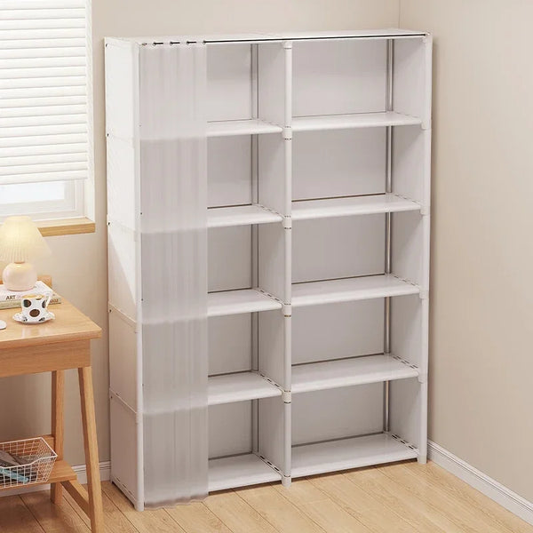 Simple Reinforced Wardrobe, Dustproof Nonwoven Fabric Clothes Storage Rack, Thick Steel Pipe Assembly Cabinet, Portable