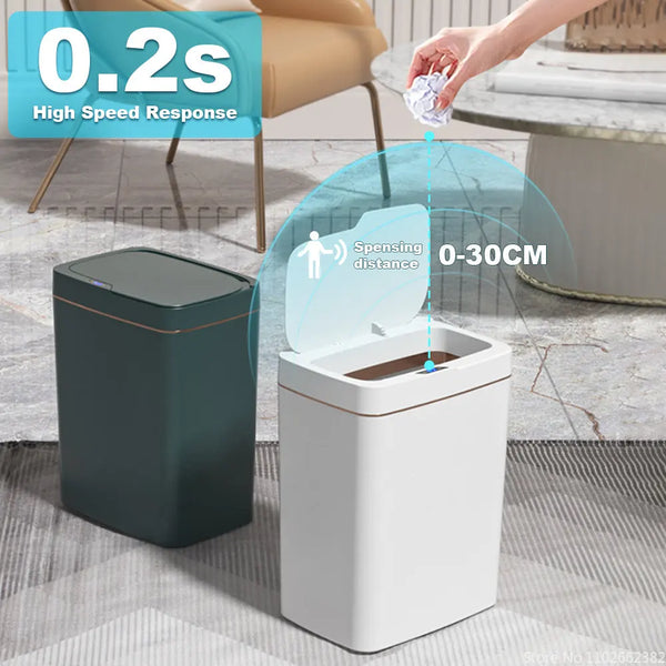 15L Smart Bathroom Trash Can | Touchless Automatic Bagging Sensor Bin | Slim Garbage Can for Home & Office