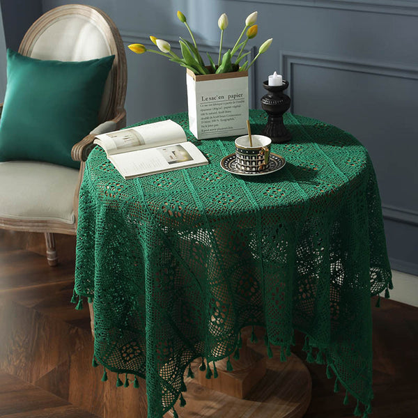 Black Tassel Tablecloth Cover for Dining Table Decor